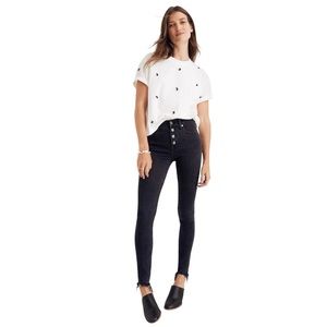 Madewell Mid-Rise Skinny Jeans in Berkeley Black: Button-Through Edition